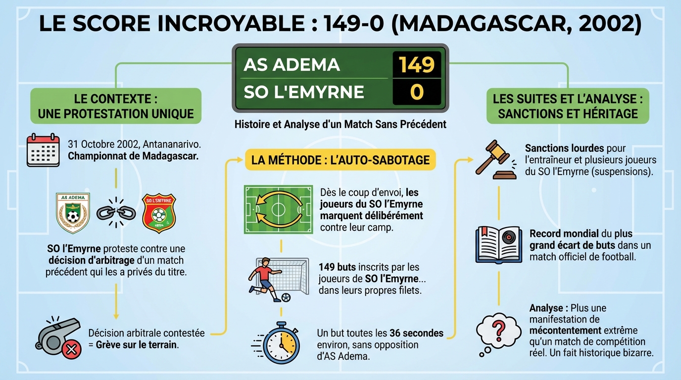 Le score incroyable de football 149-0 : histoire et analyse 1 L'incroyable match AS Adema contre SO l'Emyrne