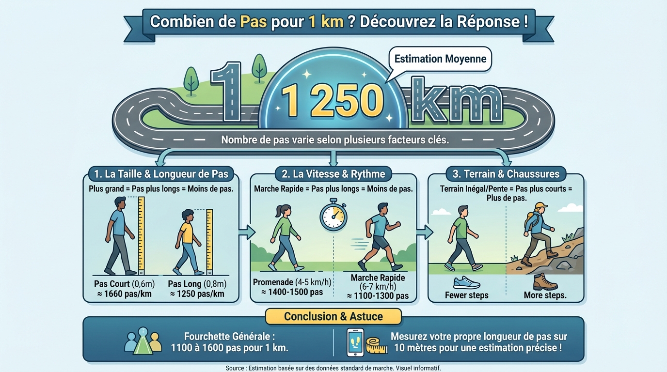 Combien de pas dans 1 km ?