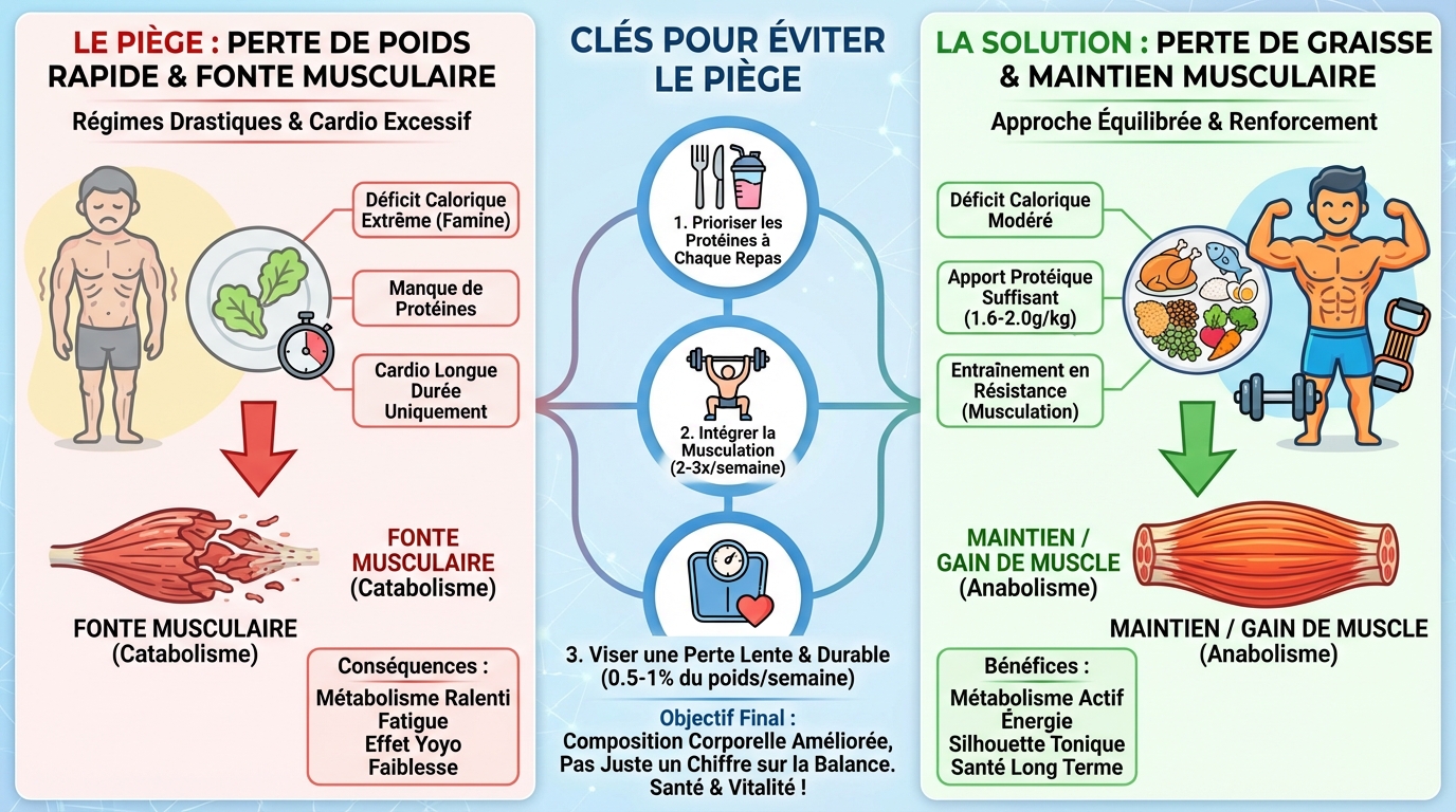 Fonte musculaire et perte de poids : comment éviter le piège 1 Stratégies pour éviter la fonte musculaire