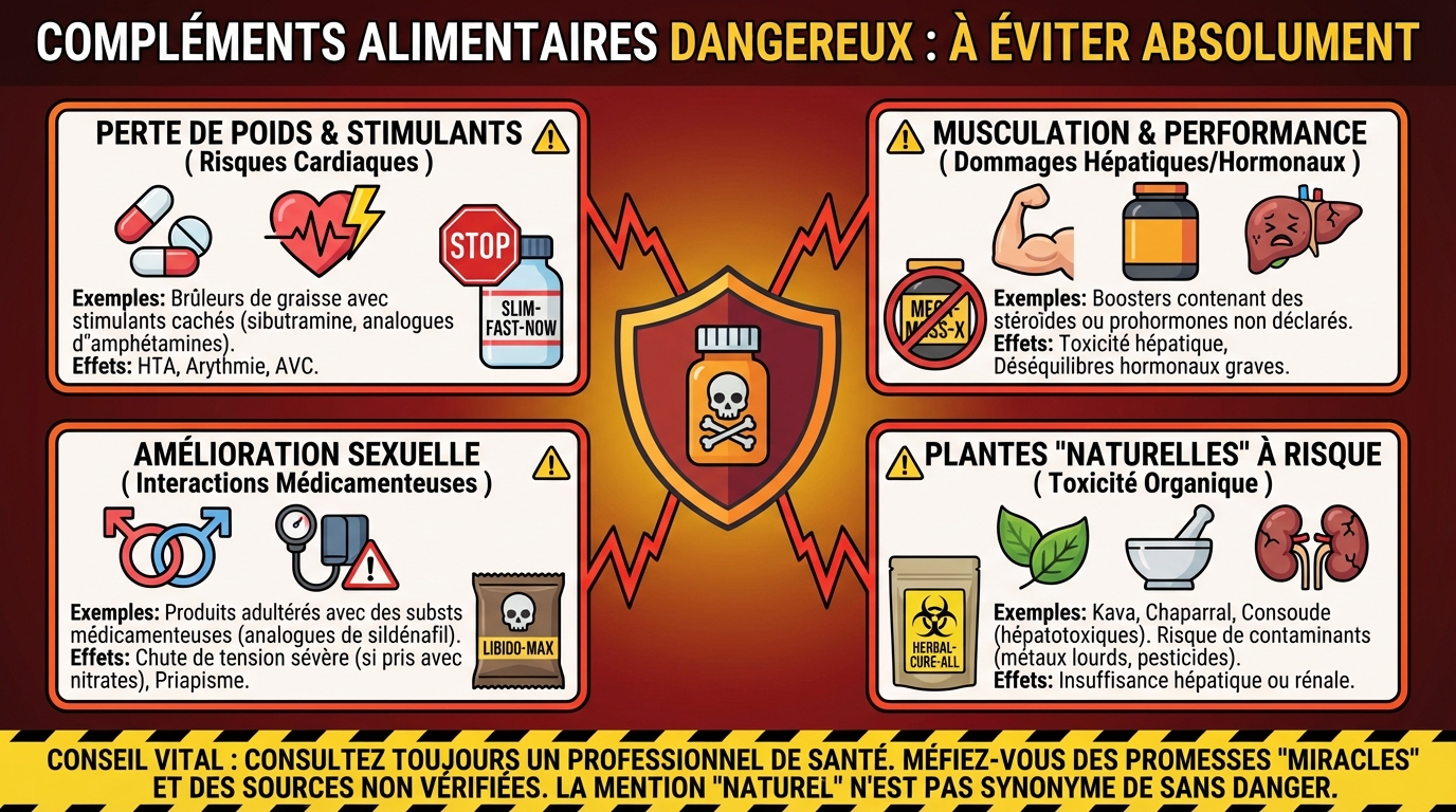 Liste des compléments alimentaires dangereux à éviter 1 Liste des compléments alimentaires à éviter